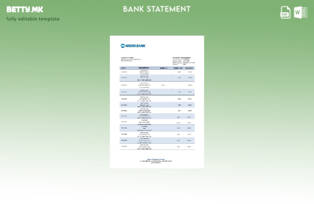 Модерен стил Шаблон за збор за извод од банка во Јужна Кореја Вури